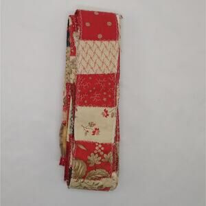 Fabric Snippet Roll, Red and Brown Sewn Fabric Roll, Sewn Snippet Roll